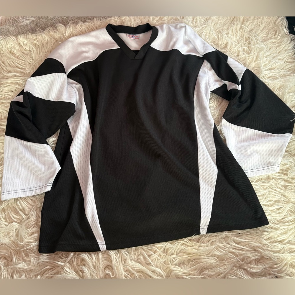 Vintage Teamwork Athletic Hockey Jersey Blank Black White Size Large